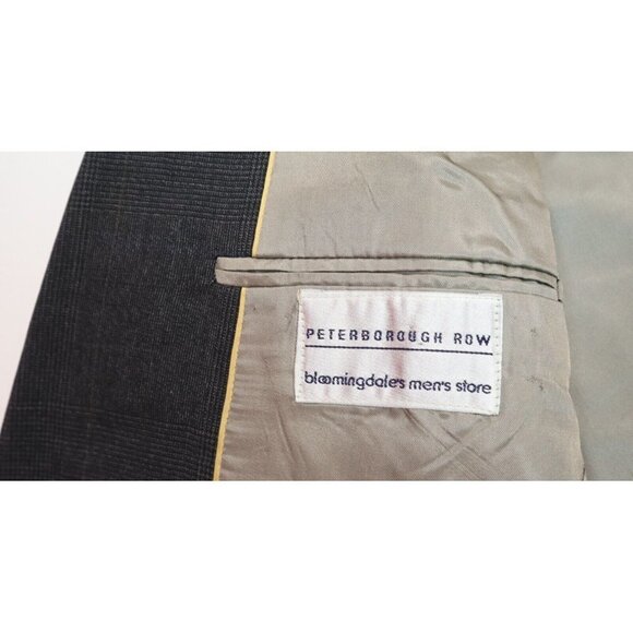 BLOOMINDALES PETERBOROUGH ROW - MEN'S GRAY PLAID WOOL BLAZER JACKET - SIZE 46L - Picture 2 of 6